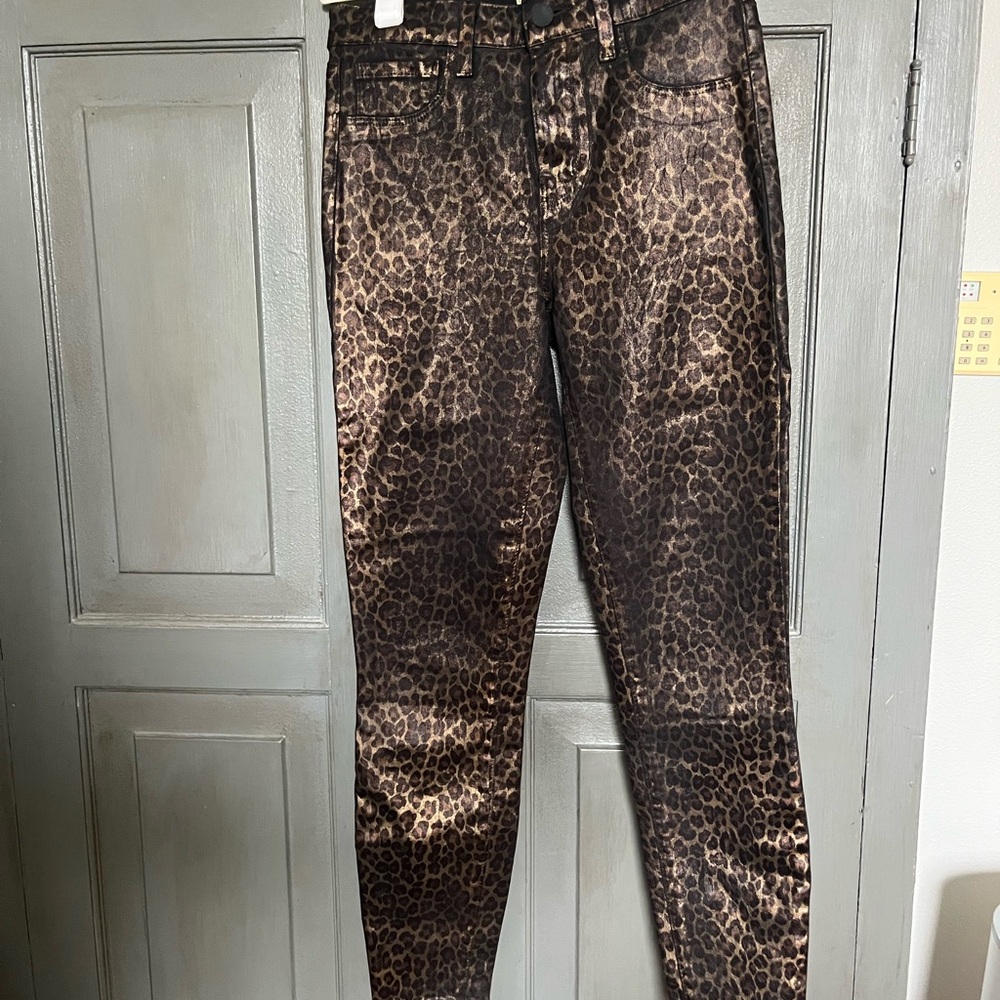 L'AGENCE Margot Foil Leopard Skinny Jeans | size 25